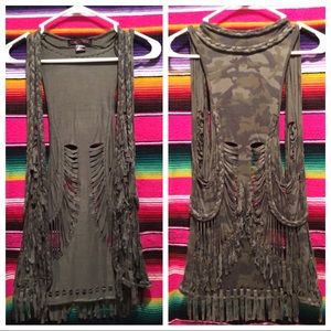 Rock n Roll Cowgirl Camo Fringe Vest